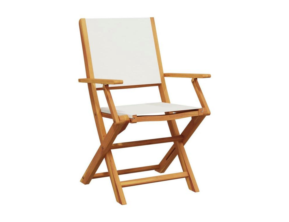 Sillas jardín plegables 8 uds tela madera maciza y tela crema Domiona-domiona