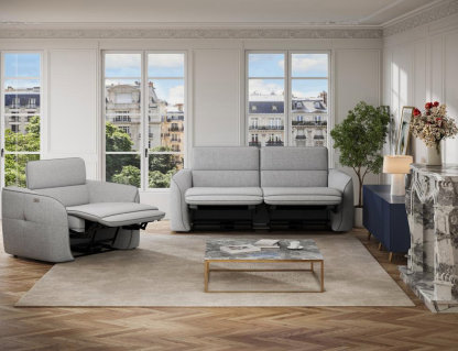 Sillón reclinable eléctrico de tela gris claro Domiona-domiona