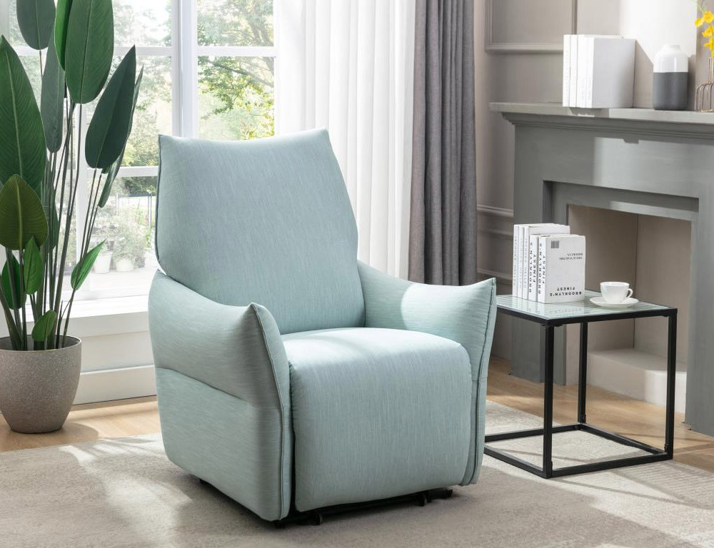 Sillón relax eléctrico de tela azul claro Domiona-domiona