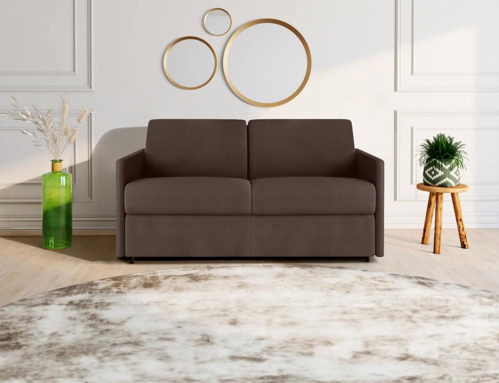Sofá cama italiano 2 plazas de tela -rón - Cama 120 cm - Colchón 14 cm Domiona-domiona