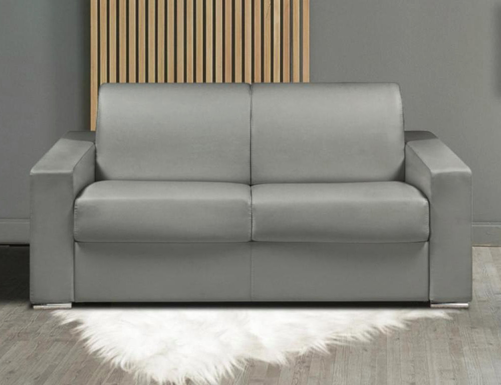 Sofá cama italiano 2 plazas piel sintética Gris - Cama 120 cm - Colchón 22 cm Domiona-domiona