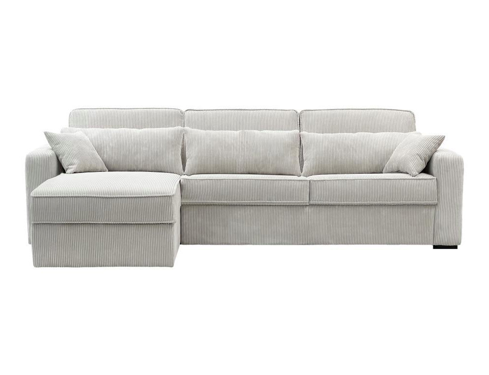 Sofá rinconera de apertura rápida y reversible en pana beige - Colchón de 18 cm - Cama de 140 cm Domiona-domiona