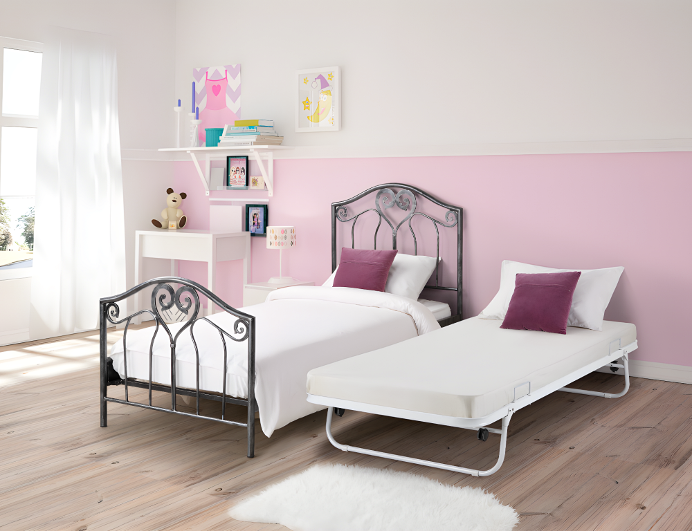Somier cama auxiliar plegable - 90x190 cm - Metal - Blanco Domiona-domiona