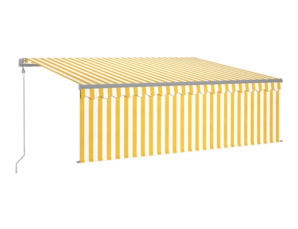 Toldo automático con sensor de viento LED 4,5x3m Amarillo blanco Domiona-domiona