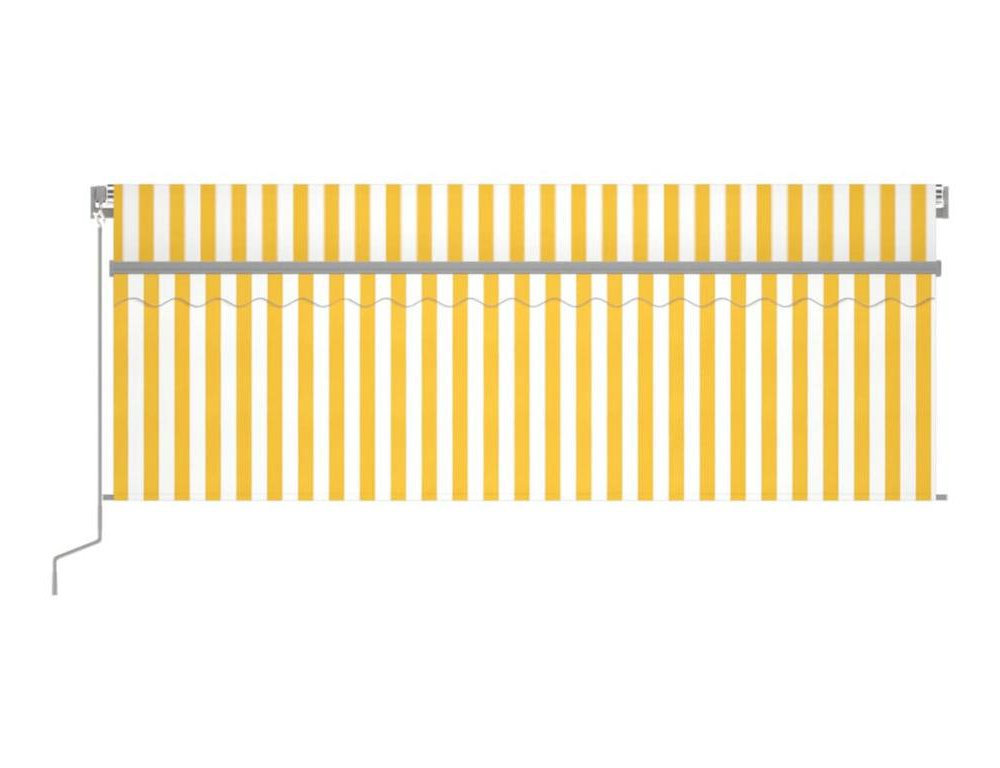 Toldo automático con sensor de viento LED 4,5x3m Amarillo blanco Domiona-domiona