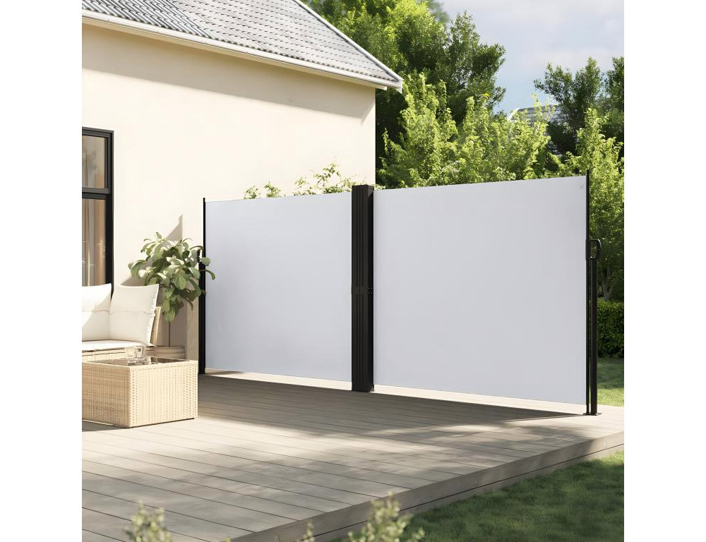 Toldo lateral retráctil blanco 180x600 cm Domiona-domiona