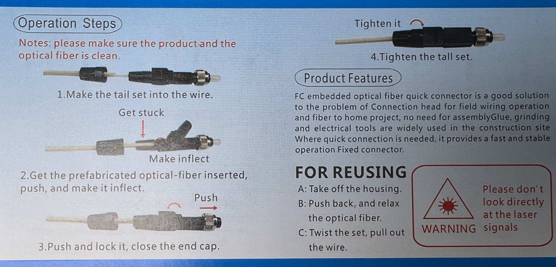Ftth Optical Fiber Connector FC/UPC Fast Connector FC Quick Assembly Connector