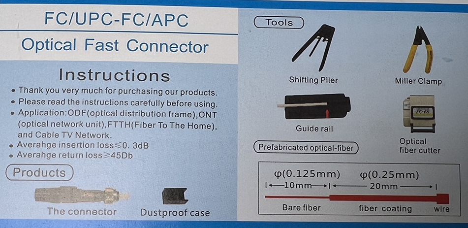Ftth Optical Fiber Connector FC/UPC Fast Connector FC Quick Assembly Connector