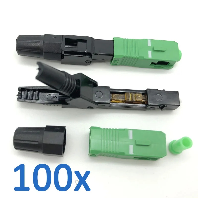 100 pieces Optical Fiber SC APC Fast Connector Quick Connect Cold Connection Field Assembly Single Mode