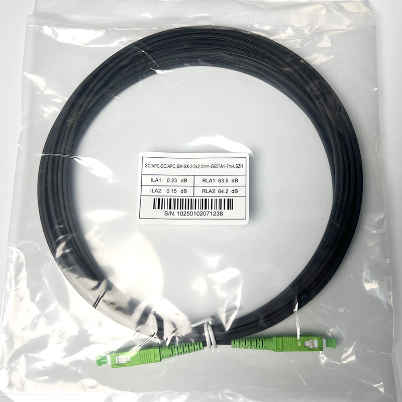 G657A SC APC - SC APC Optical Fiber Drop Cable Flat Entry Cable Single Mode 2x3mm 1 Core