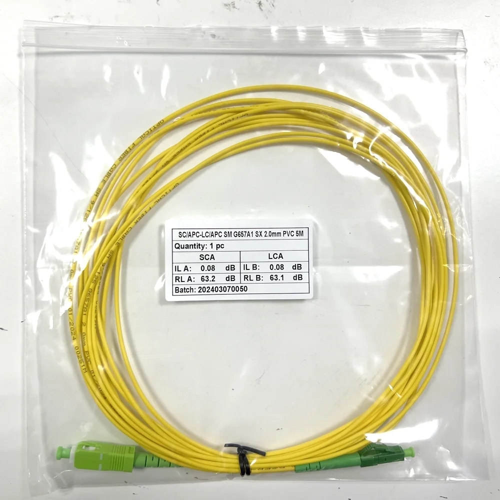Optical Fiber Patch Cord Fibre Cable SC APC to LC APC Connectors Jumper G657A Single Mode 1 meter 2m 3m 5m 10 15 meters 30 meters