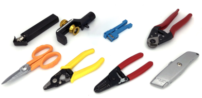 Optical Fiber Tools Kit incudes FIBER CABLE JACKET REMOVER, UNIVERSAL ASSEMBLY TOOLS, CLEANING
