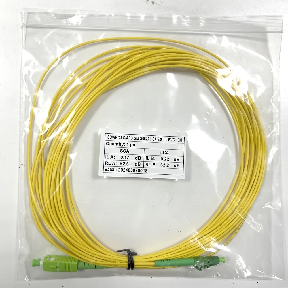 Optical Fiber Patch Cord Fibre Cable SC APC to LC APC Connectors Jumper G657A Single Mode 1 meter 2m 3m 5m 10 15 meters 30 meters