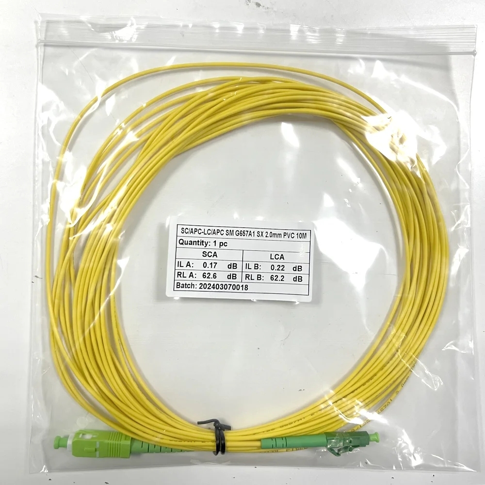Optical Fiber Patch Cord Fibre Cable SC APC to LC APC Connectors Jumper G657A Single Mode 1 meter 2m 3m 5m 10 15 meters 30 meters