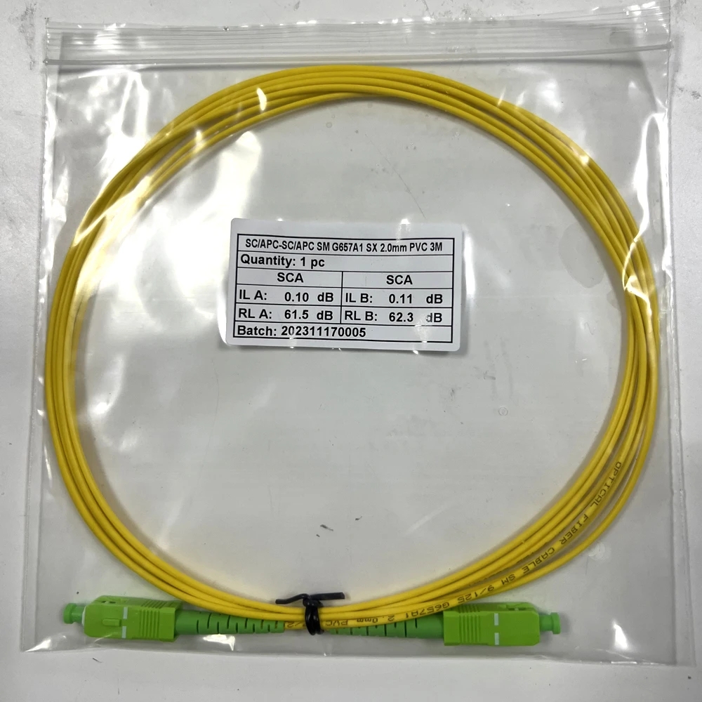 Fiber Patch Cord Optical Cable Fibre Jumper with SC APC Connector G657A1 Single Mode Fiber LSZH 0.5m 1m 2m 3m 5m 10m 15m 30m Long