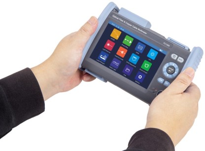FC1300 Fiber & Copper Multimeter with Auto OTDR Expert OTDR Event Map Optical Power Meter Optical Light Source Insertion Loss Visual Fault Locator RJ45 Cable Tracking RJ45 Cable Sequence RJ45 Cable Length Space Distance LED Light