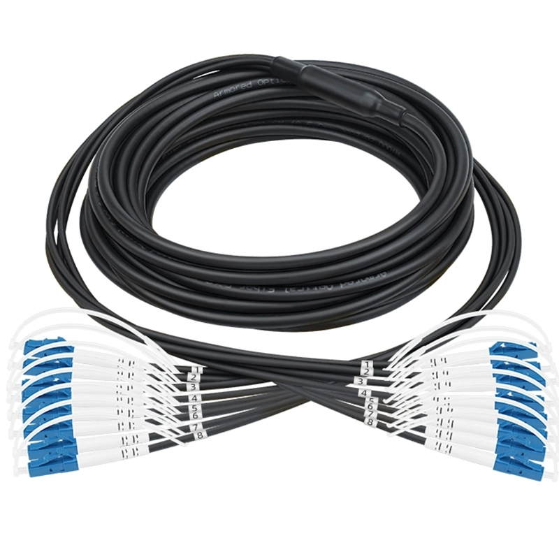 Armored Optical Fiber Cable Patch Cord 8 Cores 5.0mm TPU LC/UPC-LC/UPC