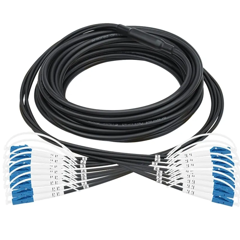 Armored Optical Fiber Cable Patch Cord 8 Cores 5.0mm TPU LC/UPC-LC/UPC