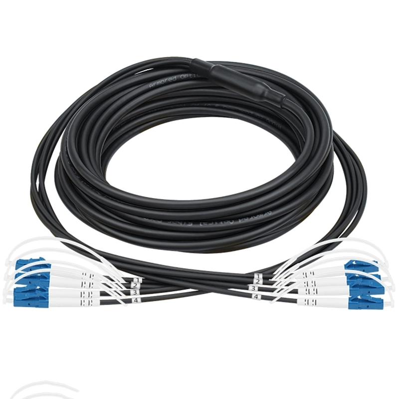 Armored Optical Fiber Cable Patch Cord 4 cores 5.0mm TPU LC UPC - LC UPC