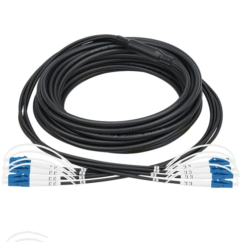 Armored Optical Fiber Cable Patch Cord 4 cores 5.0mm TPU LC UPC - LC UPC