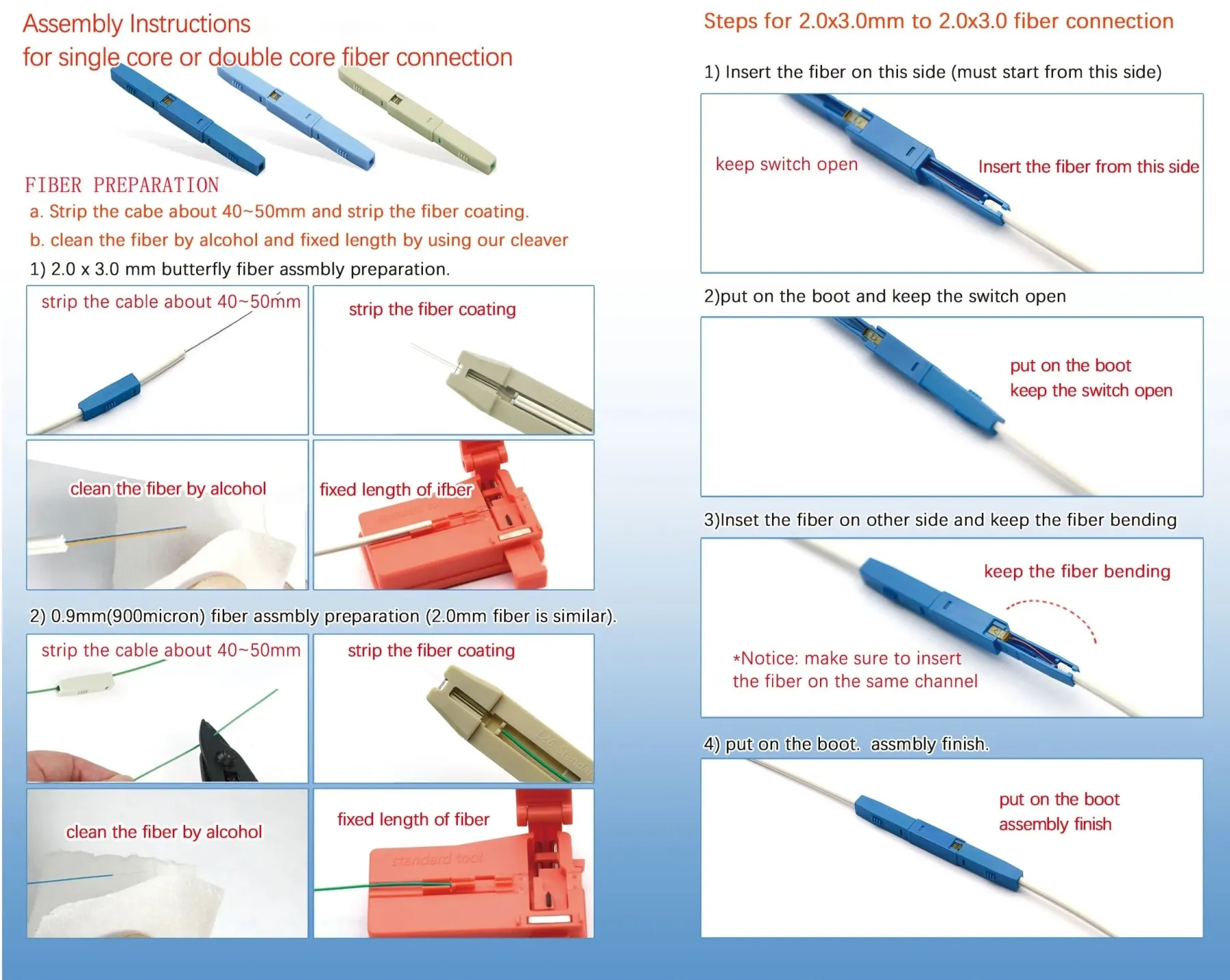 Optical Fiber Quick Connectors Mechanical Connector Field Assembly