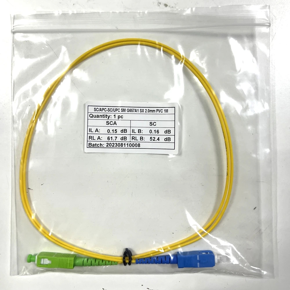 Fiber Patch Cord Optical Cable Fibre Jumper with SC APC to SC UPC Connector G657A1 Single Mode Fiber LSZH 0.5m 1m 3m 5m 10m Long