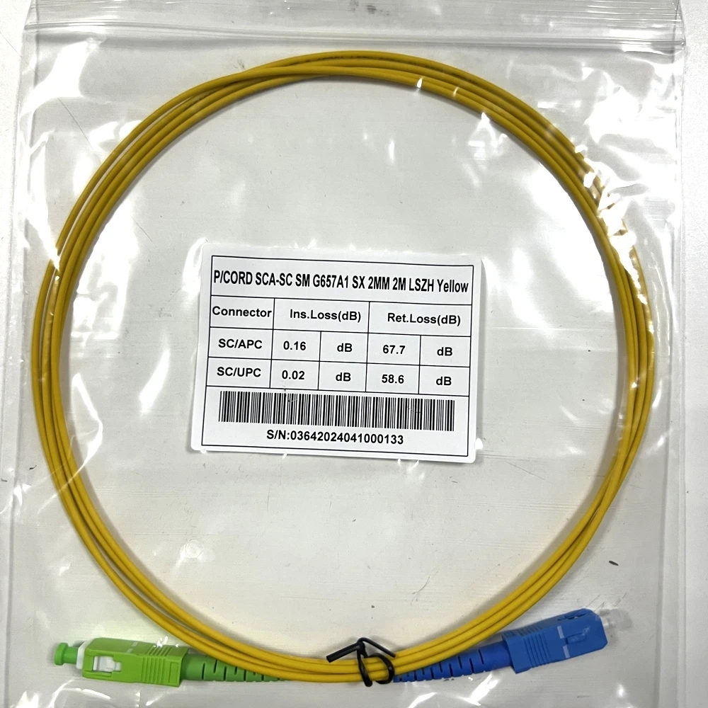 Fiber Patch Cord Optical Cable Fibre Jumper with SC APC to SC UPC Connector G657A1 Single Mode Fiber LSZH 0.5m 1m 3m 5m 10m Long