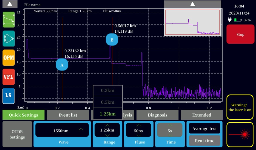H720 High-end OTDR Optical Time Domain Reflectometer with OPM OLS VFL Event Map