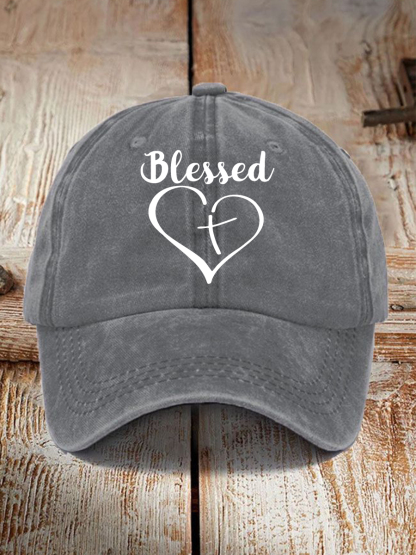 Unisex Blessed Cross Love Heart Hat