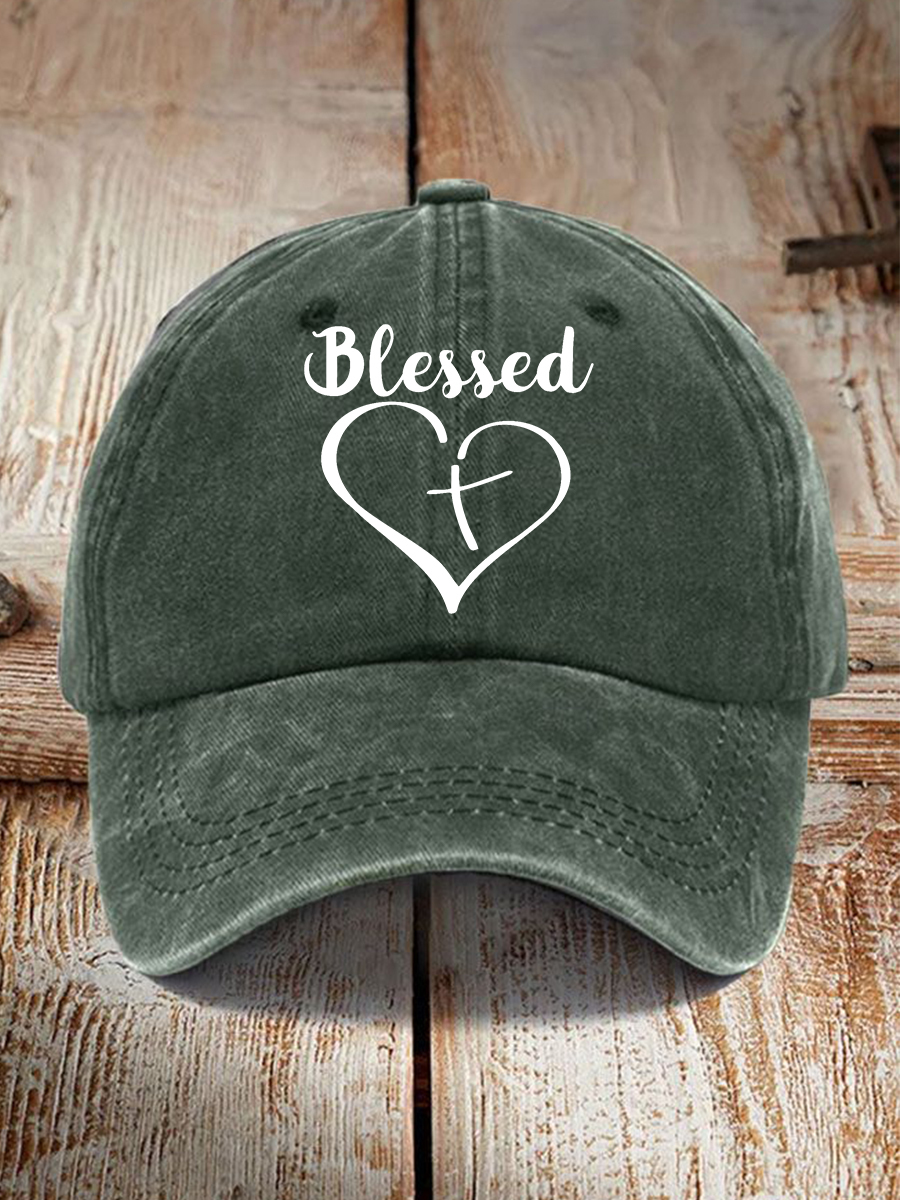 Unisex Blessed Cross Love Heart Hat