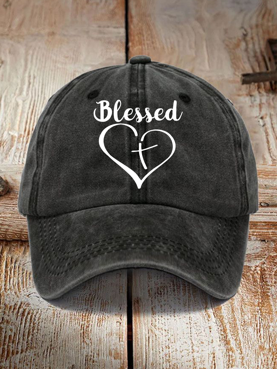Unisex Blessed Cross Love Heart Hat