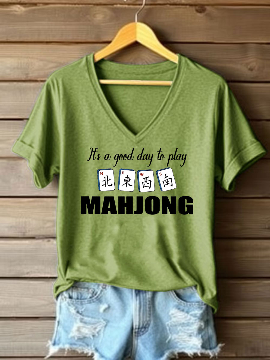 Women's Funny Mah Jongg Print T-shirt