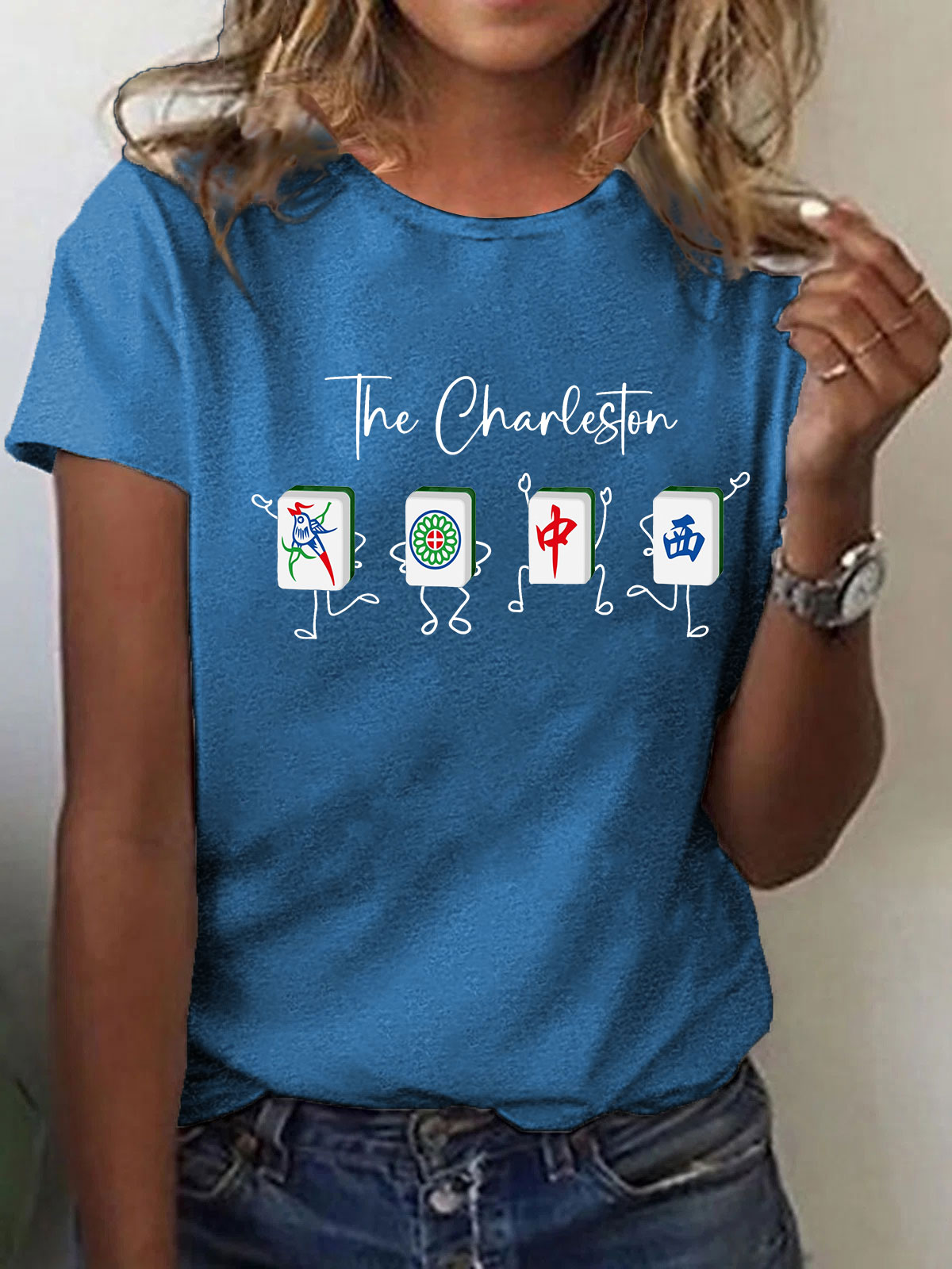 Women's For The Love Of The Game Mahjong Printed Casual T-Shirt