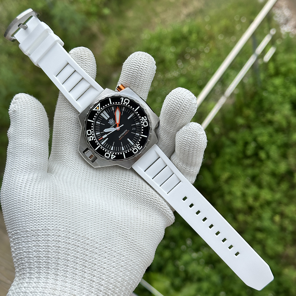 STEELDIVE Official SD1969 1200M Waterproof Japan NH35 Dive Watch on White Strap
