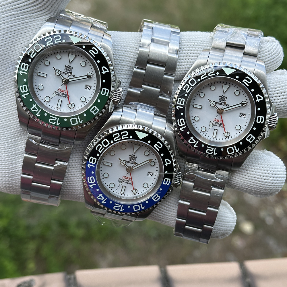 STEELDIVE Official SD1964GMT White Dial Ceramic Bezel Insert Sapphire Glass 1000M Waterproof NH34 Dive Watch