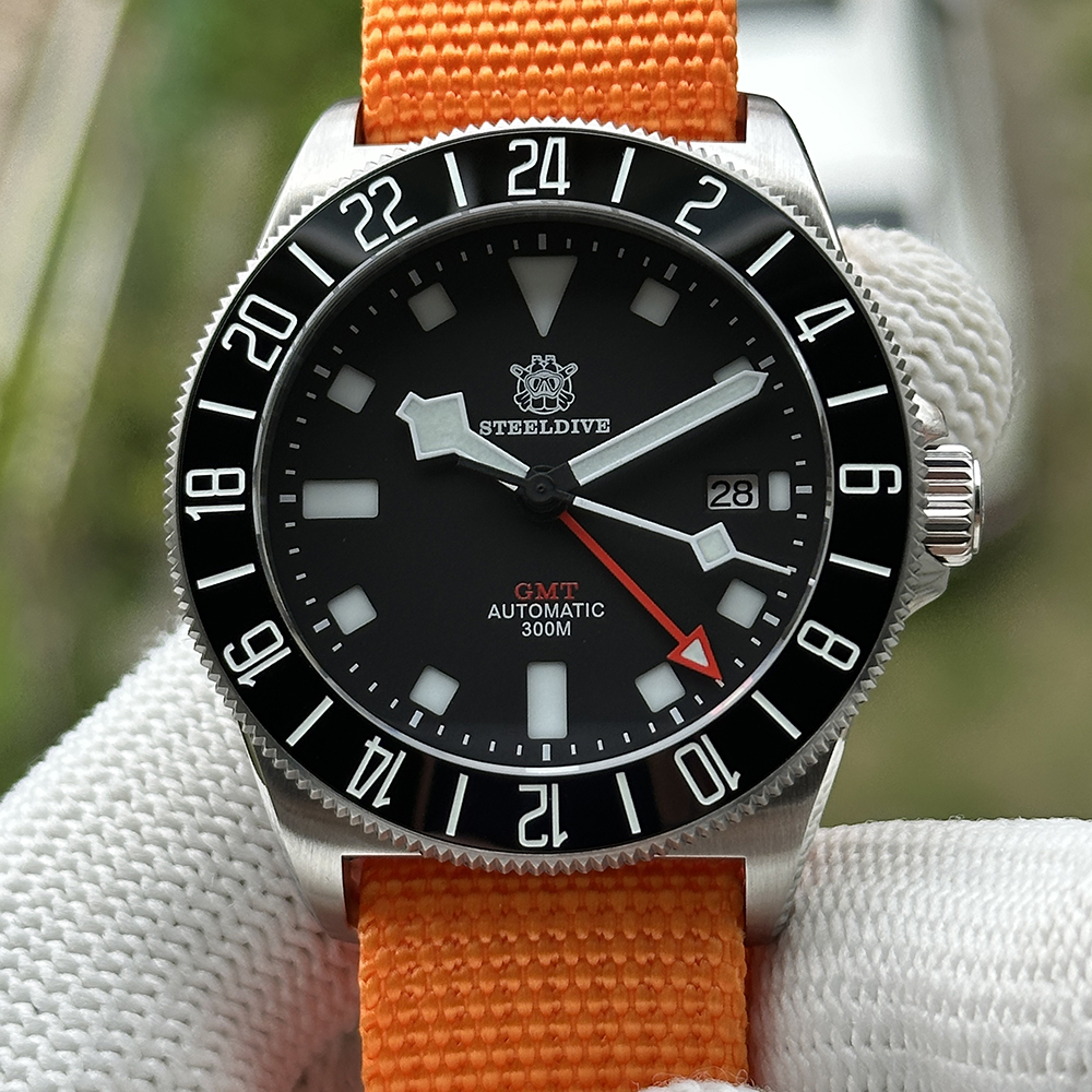 STEELDIVE Official SD1925GMT New Strap Color Japan NH34 Automatic Movement Affordable Mens Dive Watch