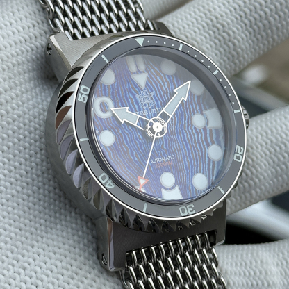 STEELDIVE Official SD1982T Titanium Damascus Dial Super Luminous 46.5MM Overs Size Thick Case NH35 Automatic Dive Watch For Men