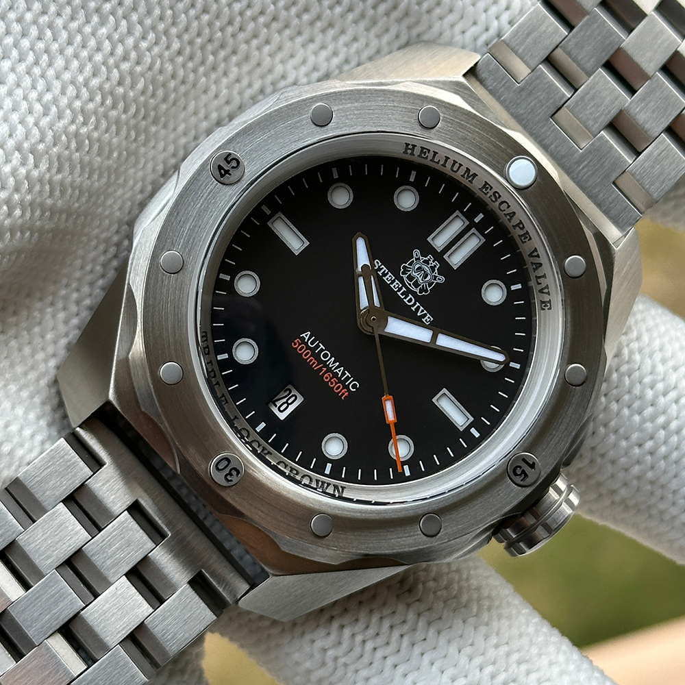 STEELDIVE Official SD1960 New Arrival 45MM Case 500M Waterproof Black Dial NH35 Automatic Mens Dive Watch Sapphire Glass