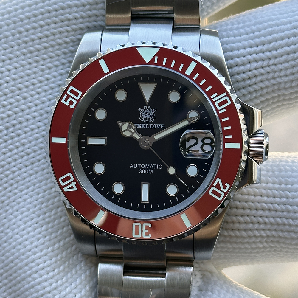 STEELDIVE Official SD1953 New Arrival Black Dial Red Bezel 300M NH35 Automatic Dive Watch