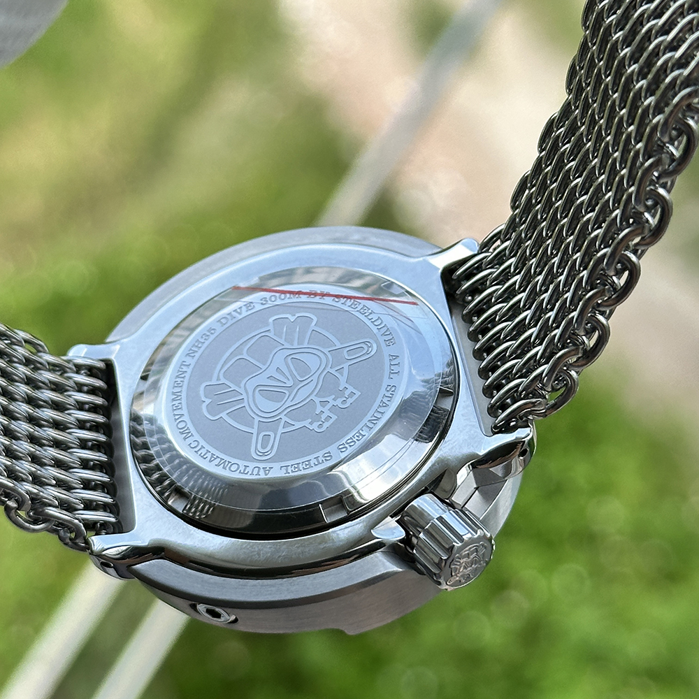 STEELDIVE Official SD1975V 47.5mm Case Mesh Band 300M Waterproof Japan Automatci Dive Watch Sapphire Glass