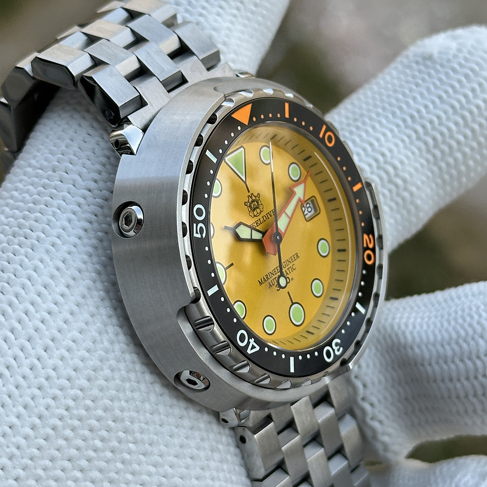 STEELDIVE Official SD1975C Matte Yellow Dial 47.5MM Case 300M Waterproof NH35 Japan Movement Automatic Mens Dive Watch