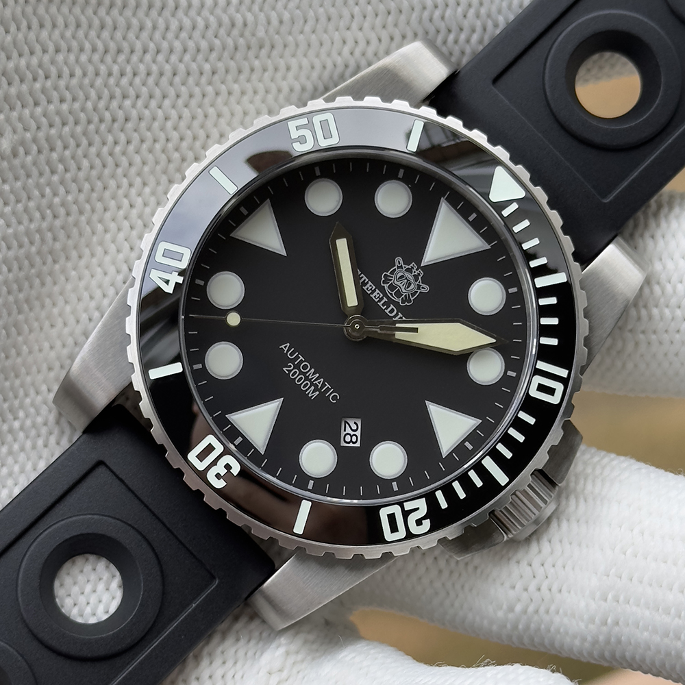 STEELDIVE OfficialSD1987 46.5MM Swiss BGW9 Blue Luminous Ceramic Bezel 2000M NH35 Dive Watch Men