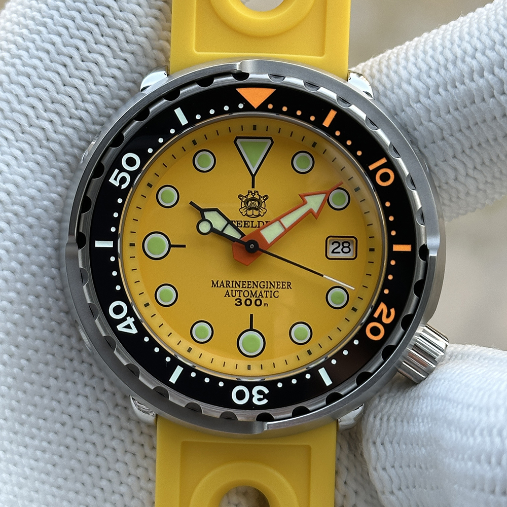 STEELDIVE Official SD1975C Matte Yellow Dial 47.5MM Case 300M Waterproof NH35 Japan Movement Automatic Mens Dive Watch