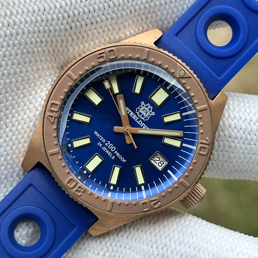 STEELDIVE Official SD1962S Blue Dial 200M Waterproof 41.9MM Bronze Case NH35 Automatic Mens Dive Watch