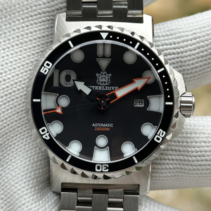 STEELDIVE Official SD1982H Date Function 46.5MM Sapphire Glass Ceramic Bezel NH35 Automatic Dive Watch