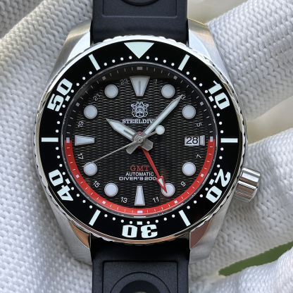 STEELDIVE Official SD1971GMT 44.9MM Swiss Luminous Ceramic Bezel Sapphire Glass 200M NH34 GMT Dive Watch