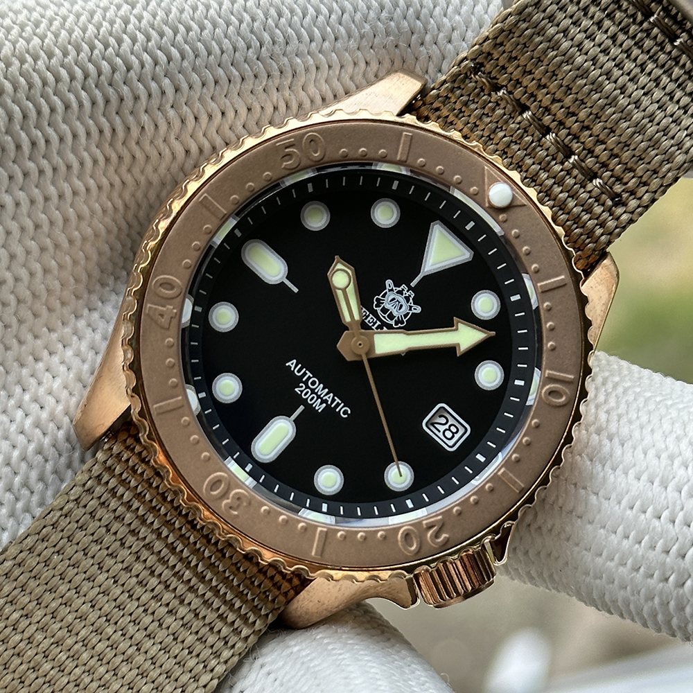 STEELDIVE Official SD1973S V2 41.2MM Solid Bronze Case 200M Waterproof NH35 Mens Dive Watch