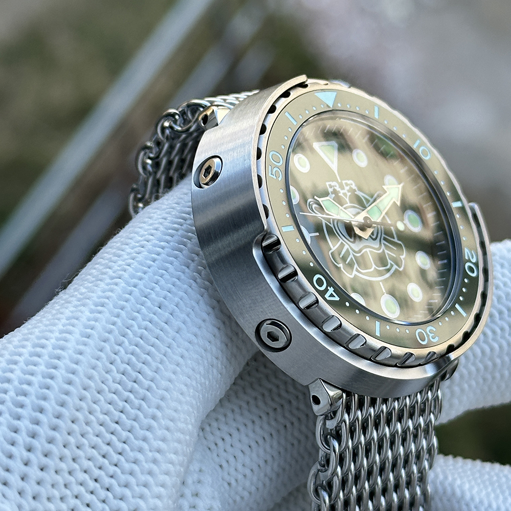 STEELDIVE Official SD1975P Unique Design 47.5mm Swiss Luminous 300M Waterproof NH35 Automatic Mens Tuna Dive Watch