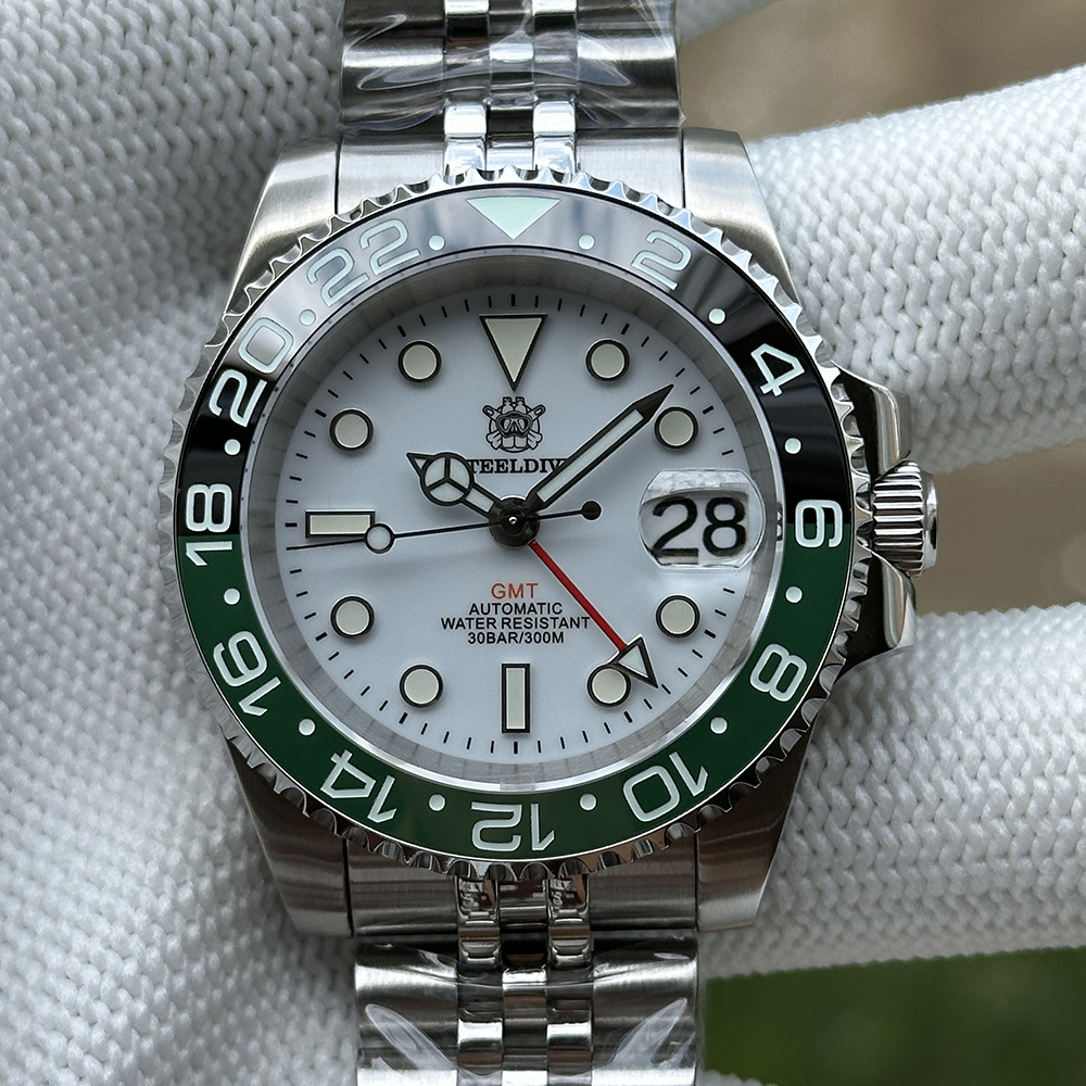 STEELDIVE Official SD1993 White Dial Sapphire Glass Japan NH34 GMT 300M Auatomtic Mens Dive Watch