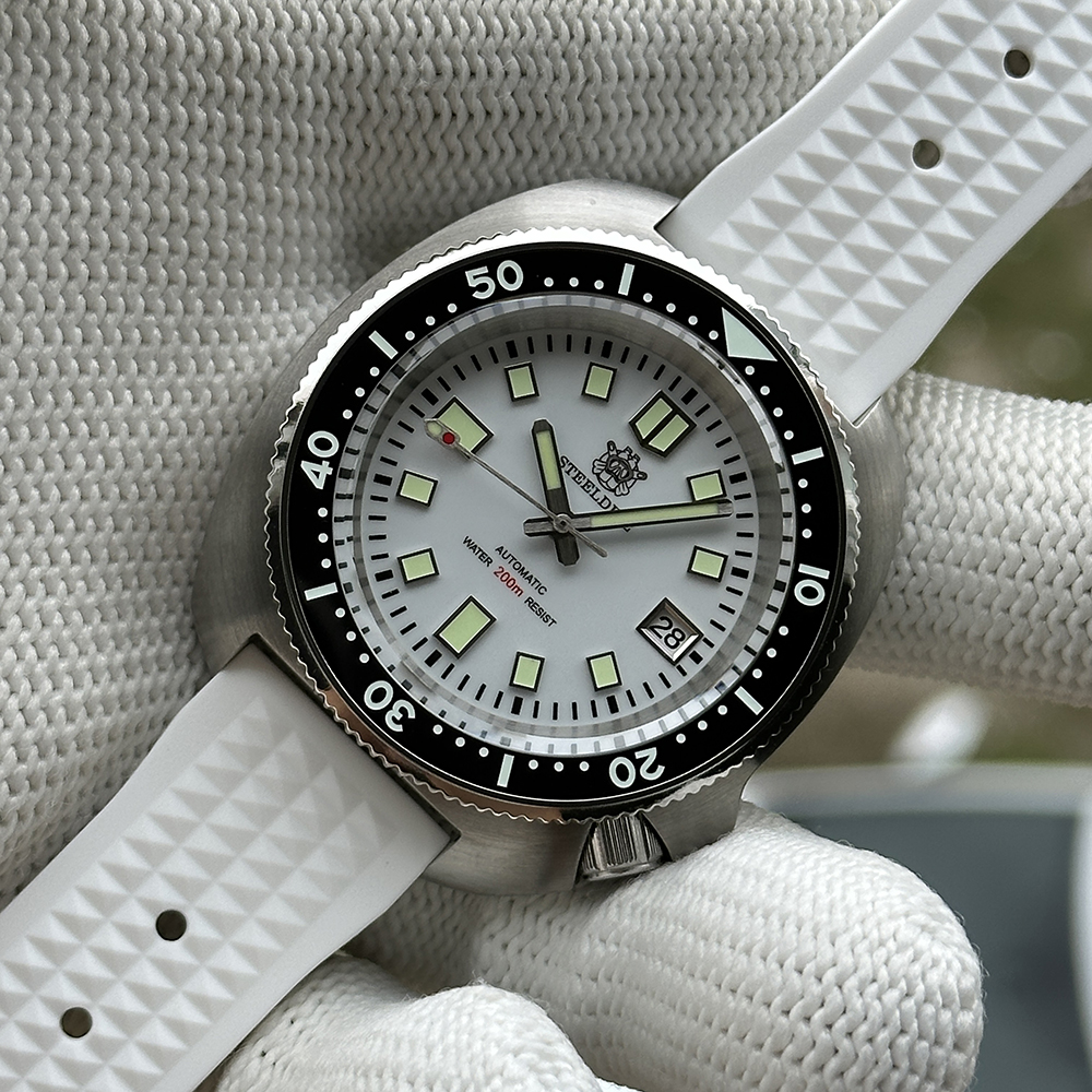 STEELDIVE Official SD1974 White Dial 43.8MM Japan NH35 Automatic Movement 200M Waterproof Dive Watch